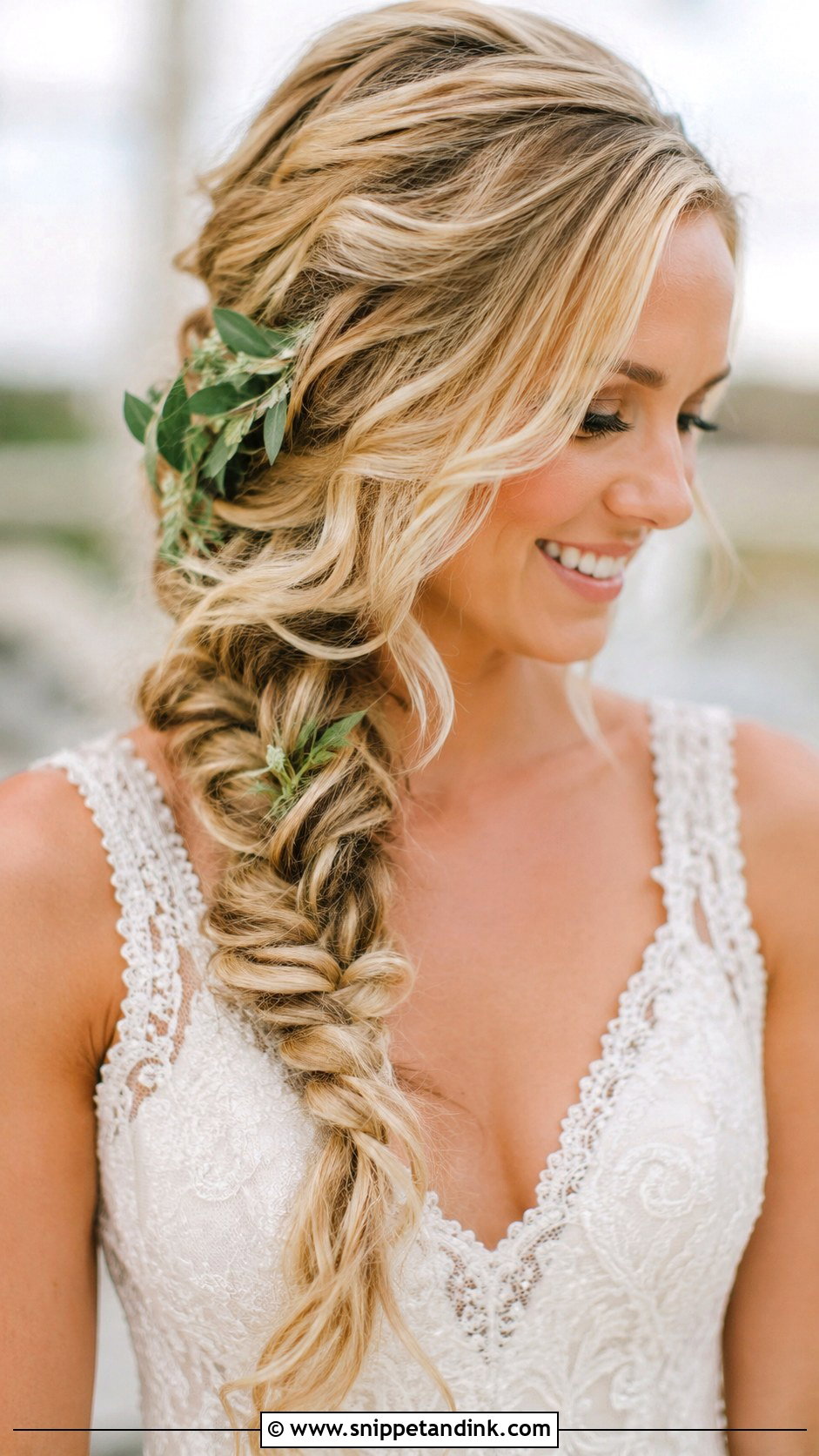 Fishtail Braid Bridal Style - Snippet and Ink - 30 Timeless Bridal Hair Ideas