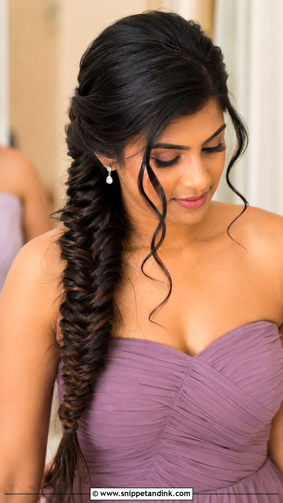 Fishtail Braid Bridesmaid Hairstyle For Strapless Dress - Snippet and Ink - 20 Bridesmaid Hairstyles Strapless Dress