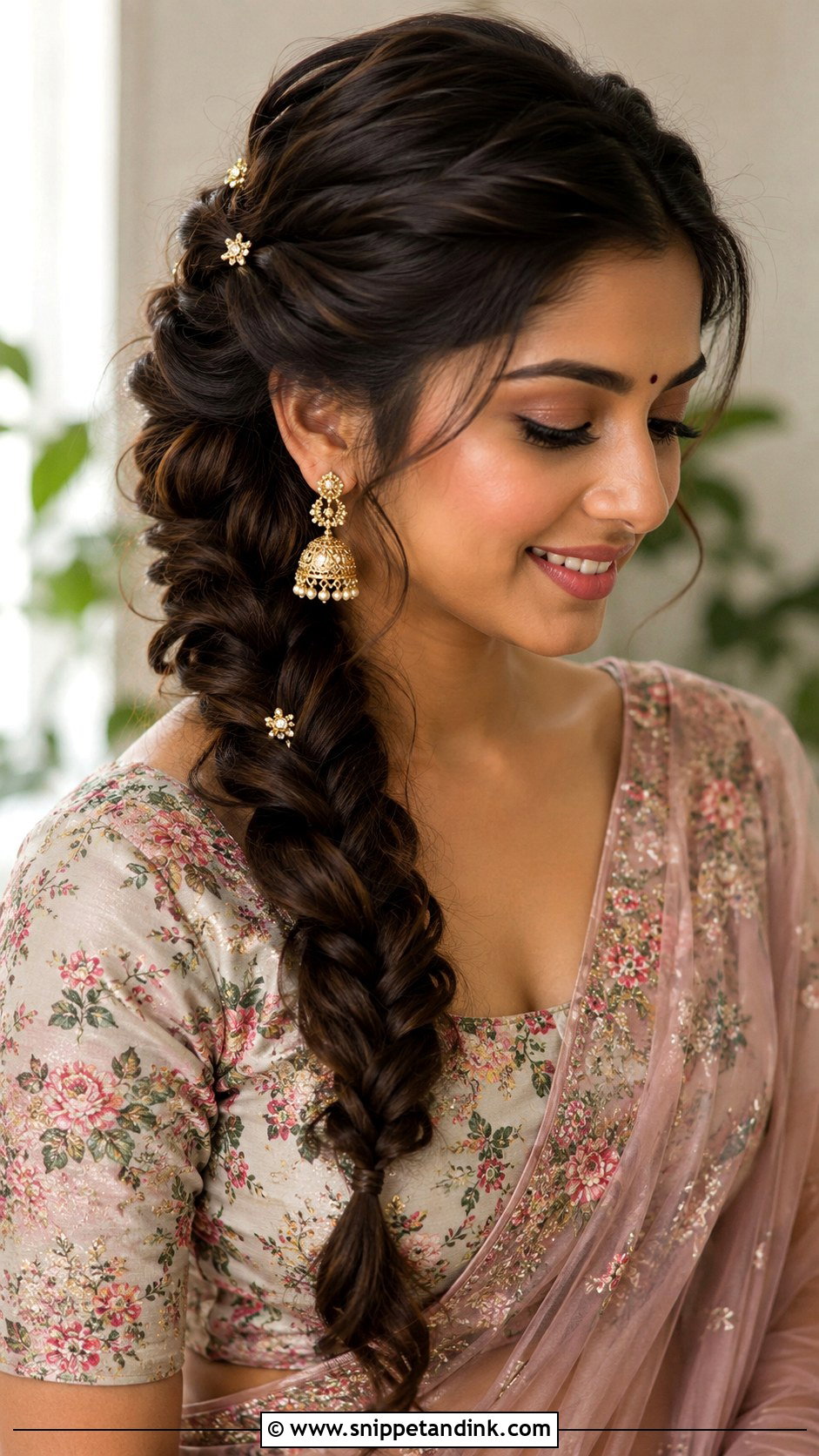 Fishtail Braid Bridesmaid Hairstyle for Saree - Snippet and Ink - 25 Bridesmaid Hairstyles for Saree