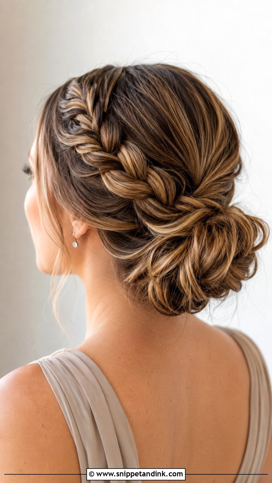 Fishtail Braid Bun Bridesmaid Updo For Long Hair - Snippet and Ink - 20 Bridesmaid Updo Hairstyles for Long Hair
