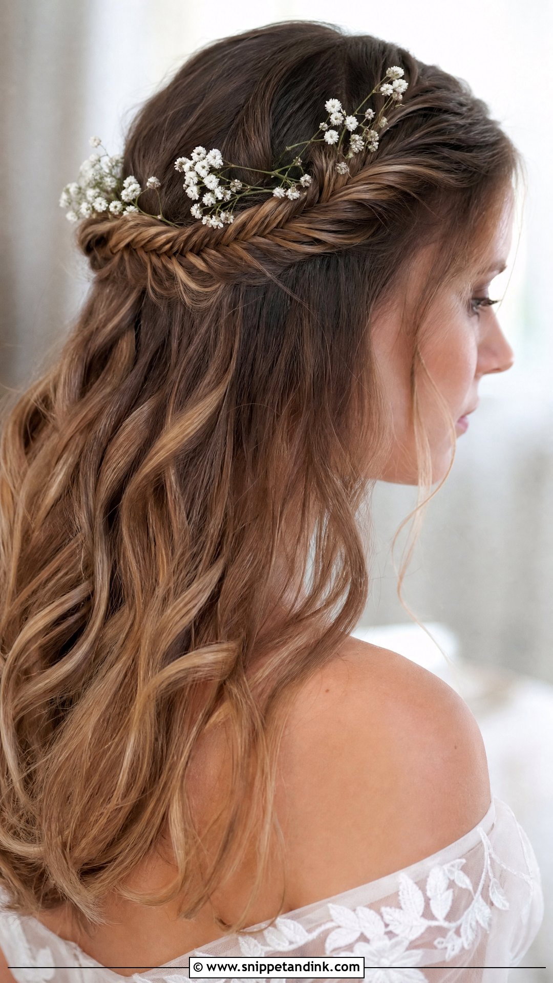 Fishtail Braid Crown Half Up - Snippet and Ink - 20 Half-Up Braid Bridal Hair Ideas