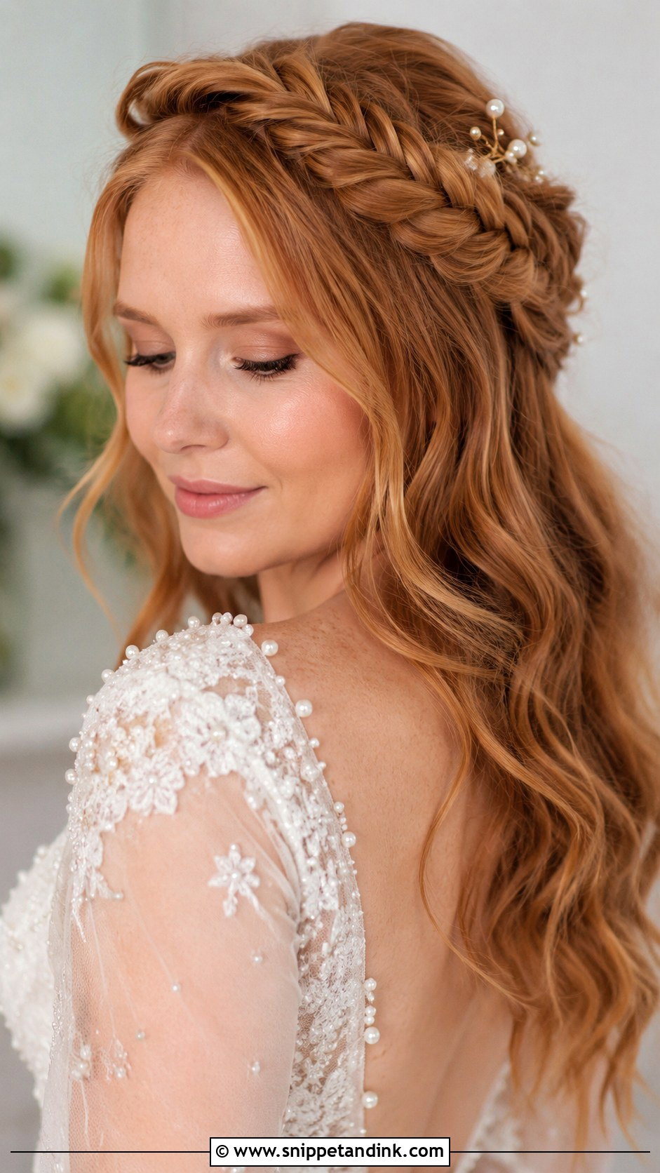 Fishtail Braid Crown With Loose Waves - Snippet and Ink - 25 Wedding Hairstyles for Long Hair Down