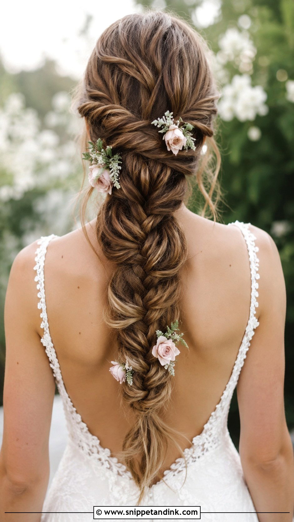Fishtail Braid Down The Back - Snippet and Ink - 20 Wedding Hair Down with Braid Ideas