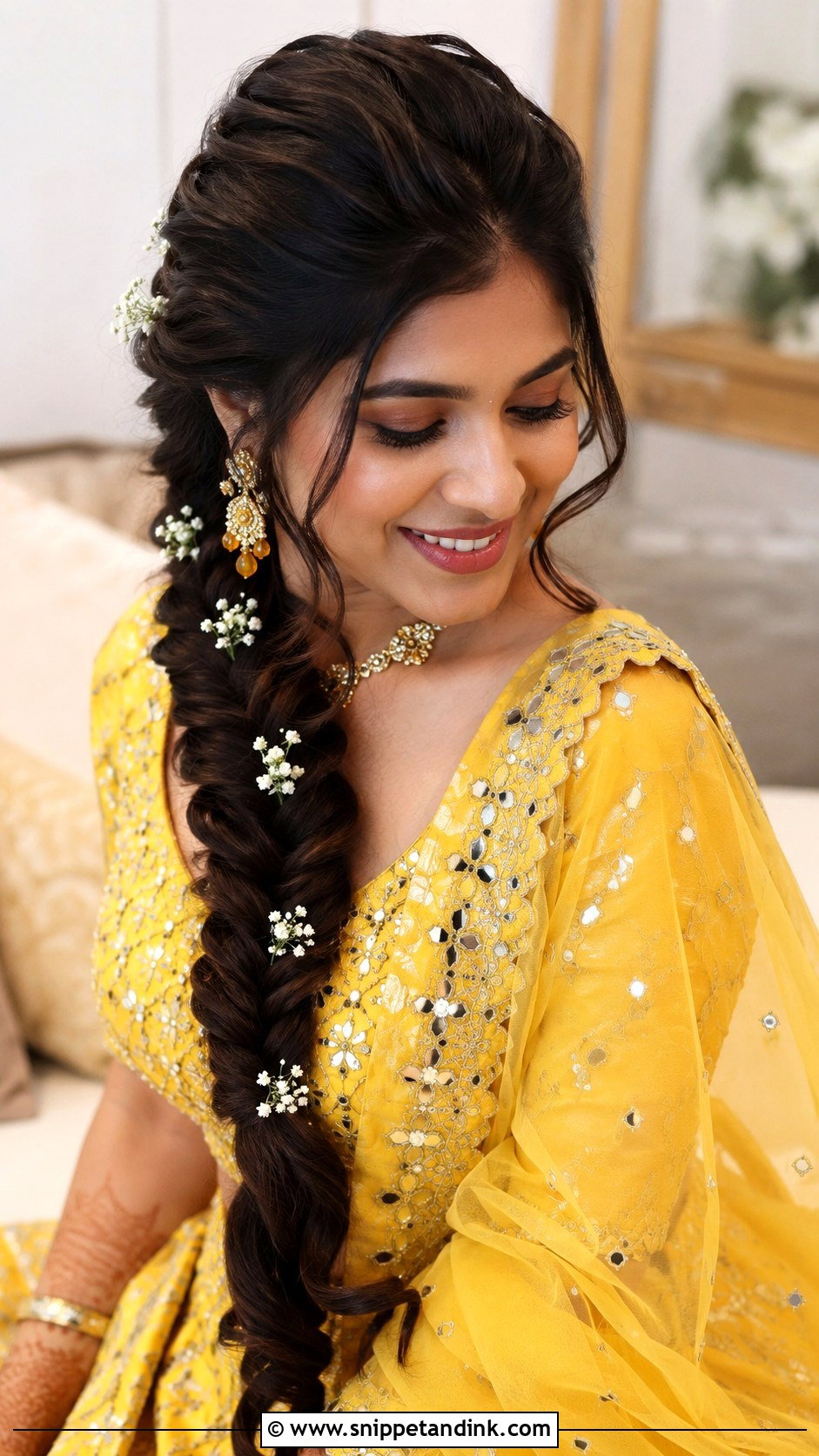 Fishtail Braid For Chaniya Choli Wedding - Snippet and Ink - 15 Hairstyle for Chaniya Choli Wedding Ideas