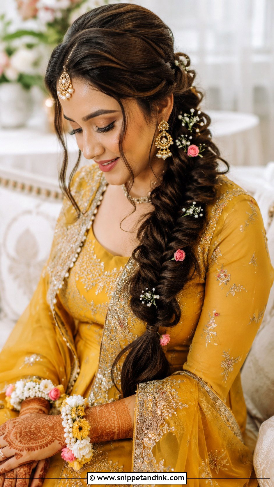 Fishtail Braid For Mehndi Bride - Snippet and Ink - 15 Mehndi Bridal Hairstyle Ideas