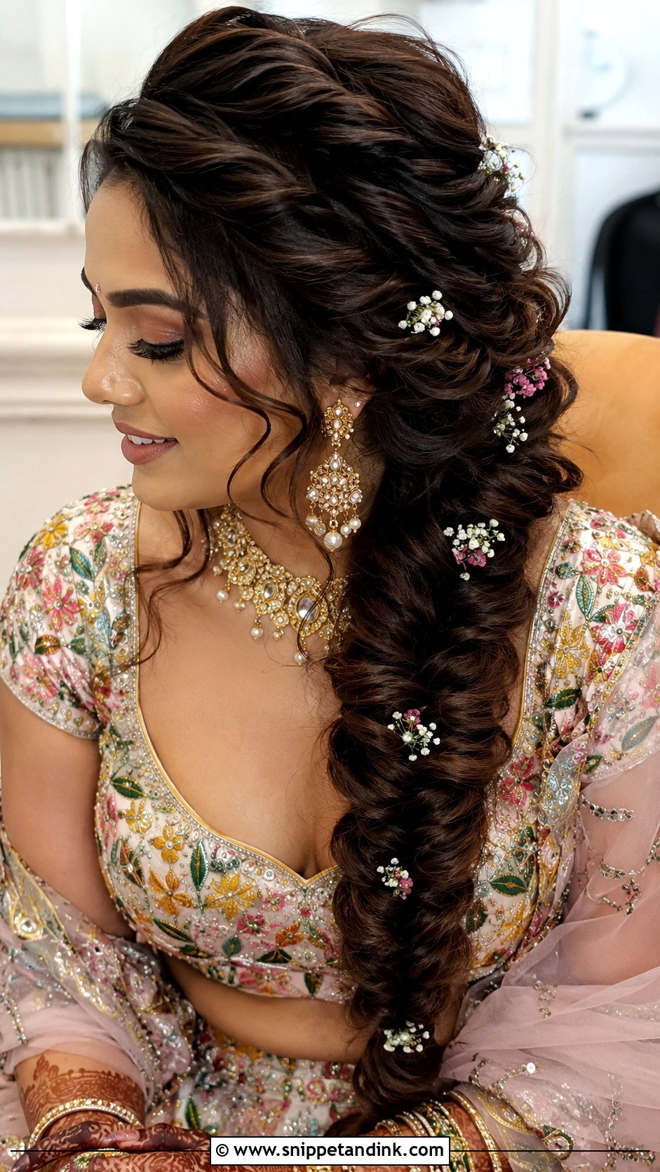 Fishtail Braid Hairstyle For Lehenga - Snippet and Ink - 20 Hair Styles for Indian Wedding Guest