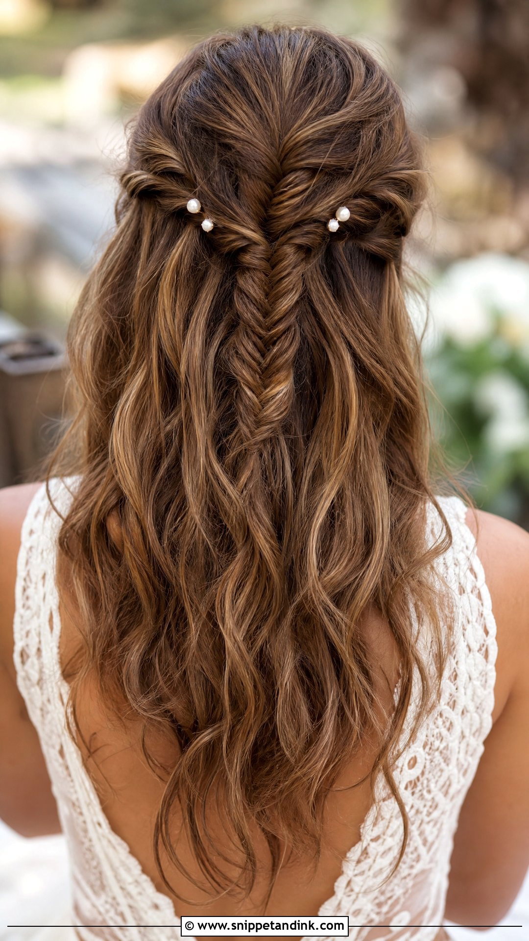 Fishtail Braid Half Up - Snippet and Ink - 20 Shoulder Length Wedding Guest Hair Ideas