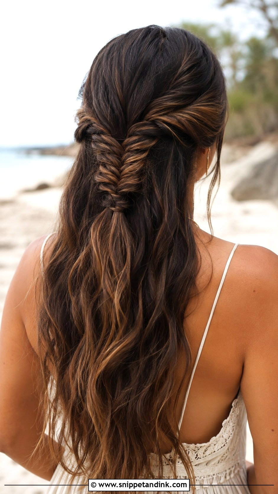 Fishtail Braid Half Up - Snippet and Ink - 20 Summer Wedding Guest Hairstyles