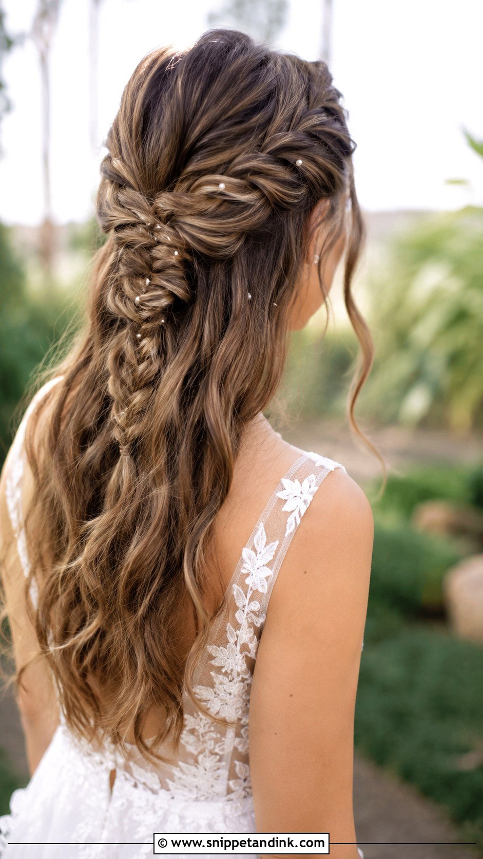 Fishtail Braid Half Up - Snippet and Ink - 25 Medium Length Wedding Hairstyles