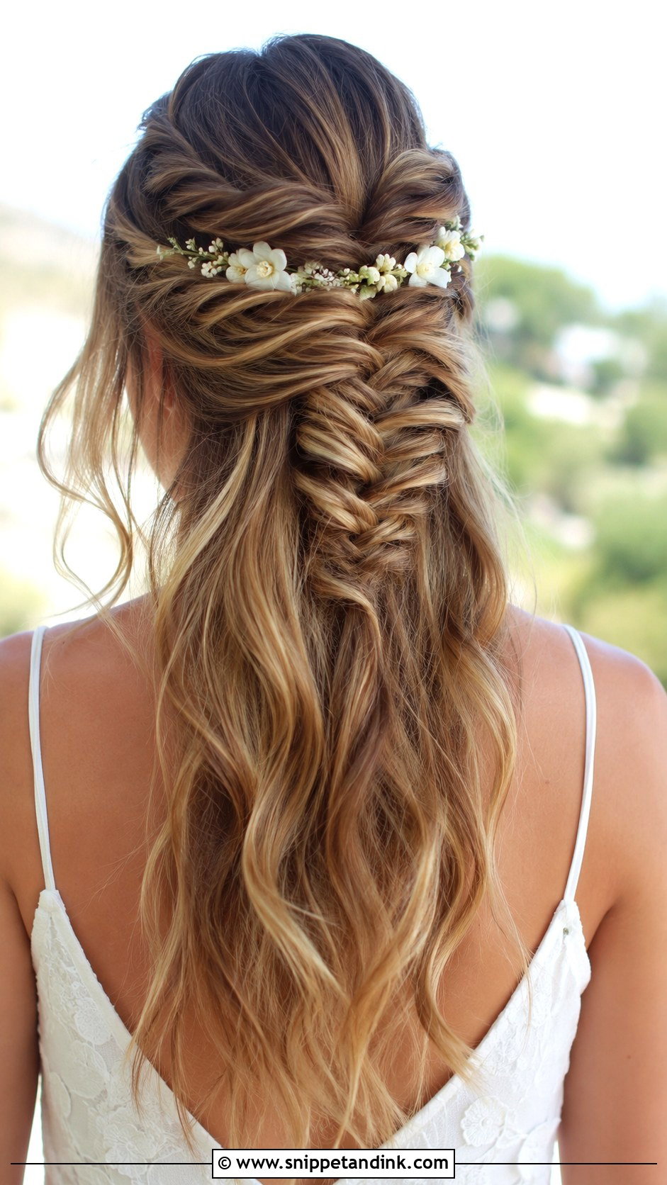 Fishtail Braid Half Up Style - Snippet and Ink - 25 Ethereal Wedding Hair Ideas