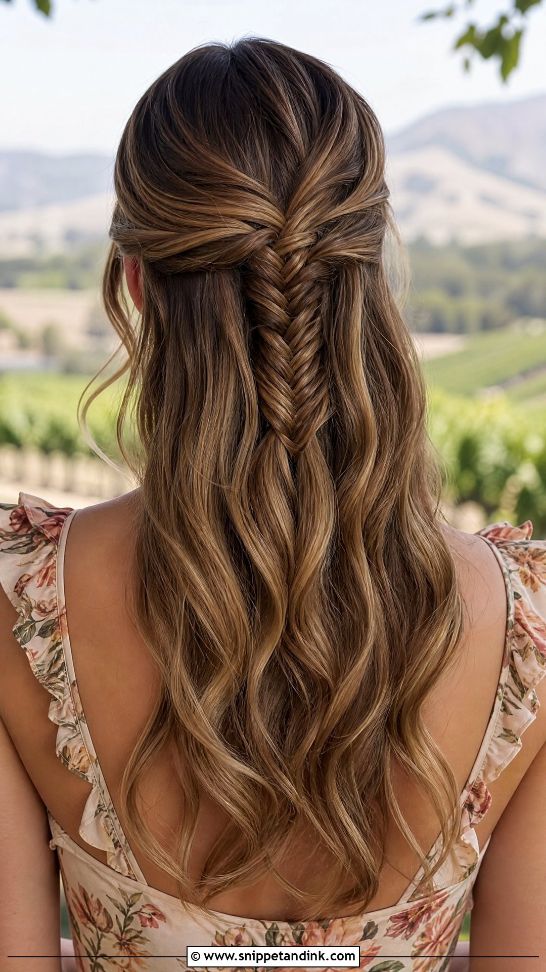 Fishtail Braid Half Up Style - Snippet and Ink - 20 Long Hair Wedding Guest Hairstyles