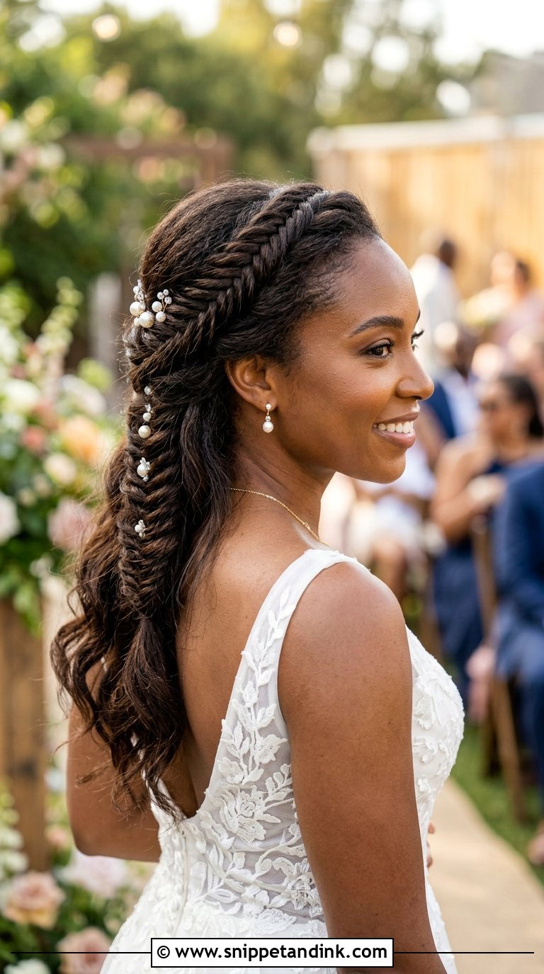 Fishtail Braid Half Up Style - Snippet and Ink - 20 Braids for Wedding Hair Black Women
