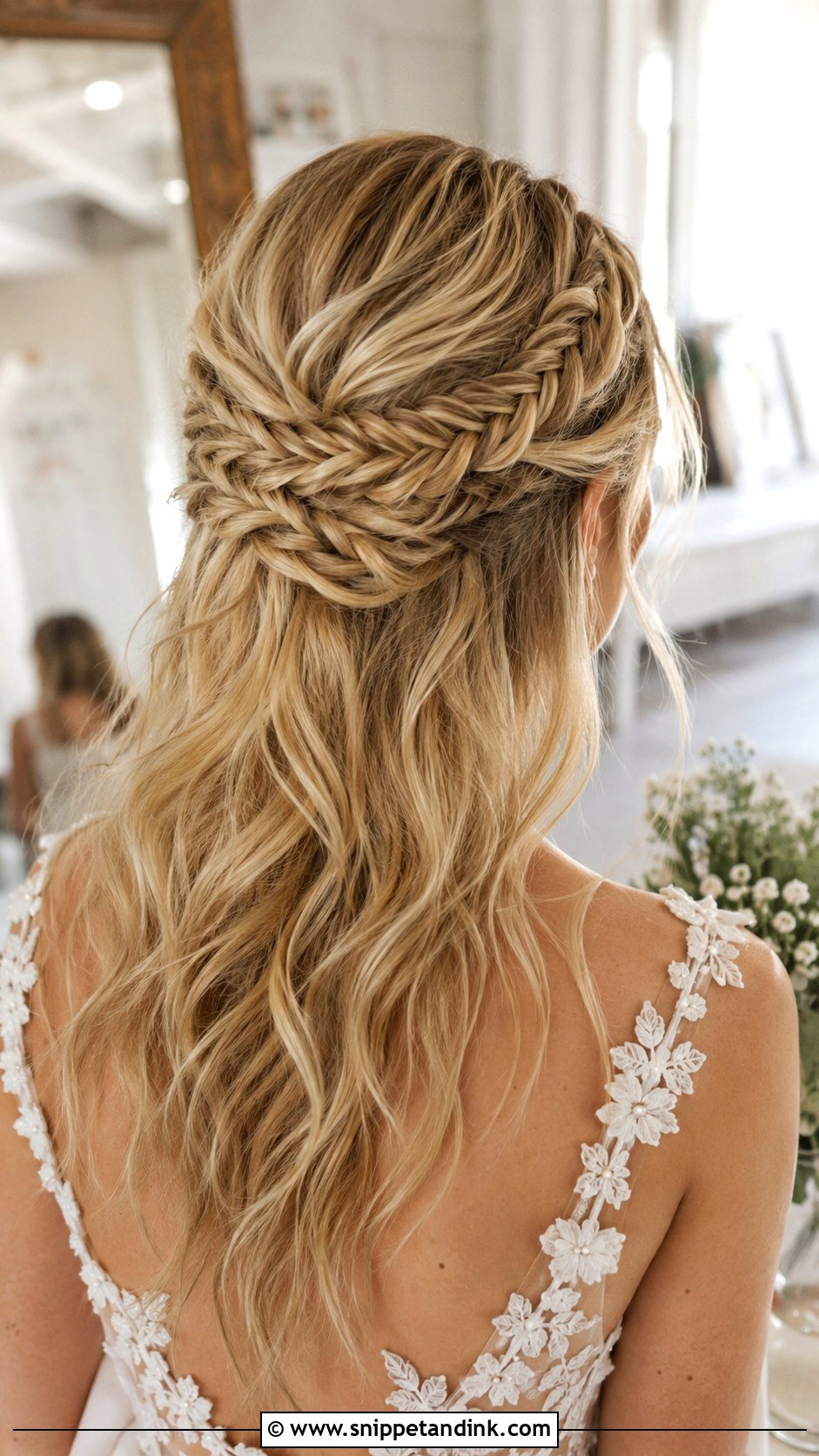 Fishtail Braid Half Up Wedding Hair - Snippet and Ink - 20 Simple Wedding Hair Down Ideas