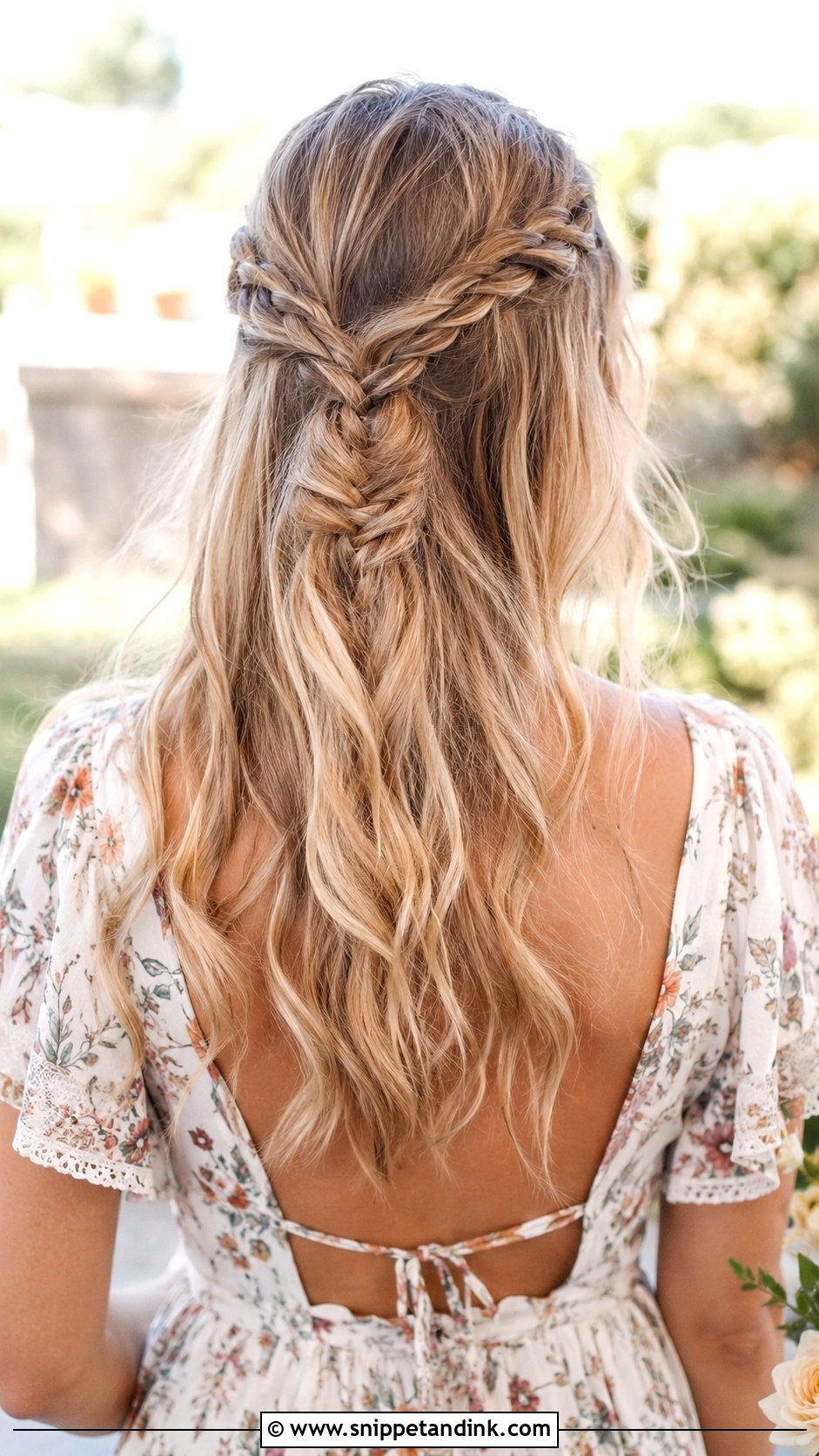 Fishtail Braid Half Updo - Snippet and Ink - 20 Medium Length Wedding Guest Hair Ideas
