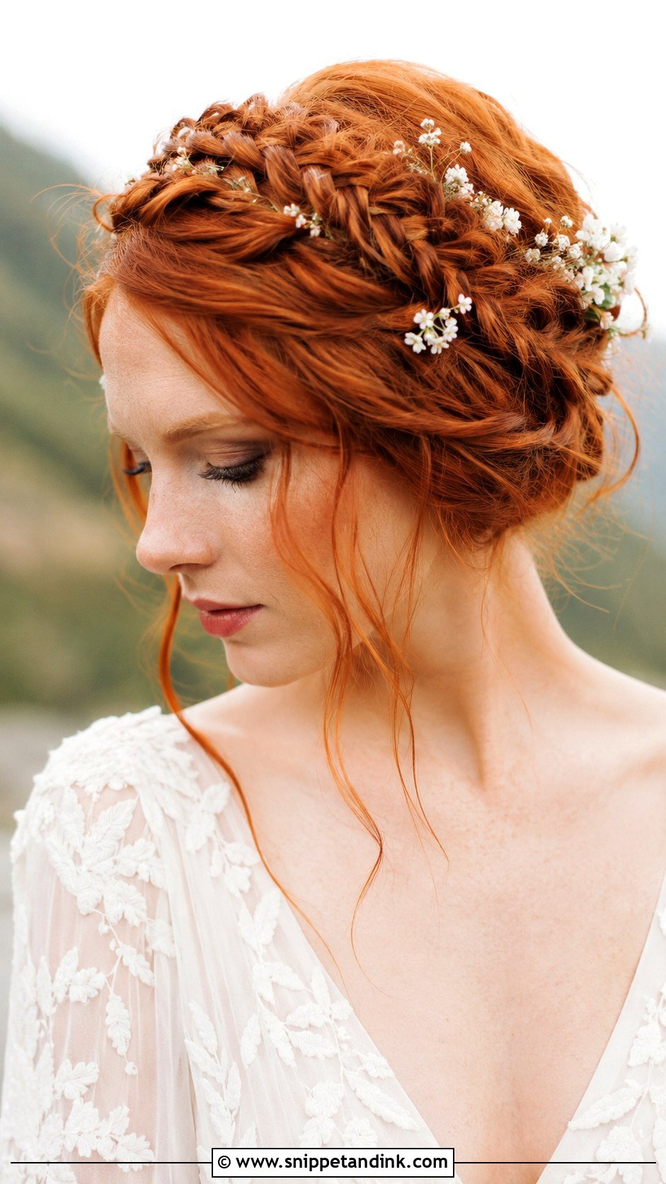 Fishtail Braid Halo for Red Hair - Snippet and Ink - 25 Ginger Wedding Hair Ideas