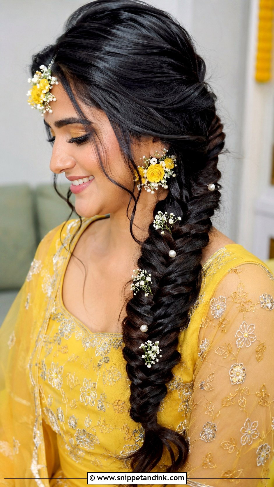 Fishtail Braid Over Shoulder - Snippet and Ink - 25 Shaadi Hairstyles