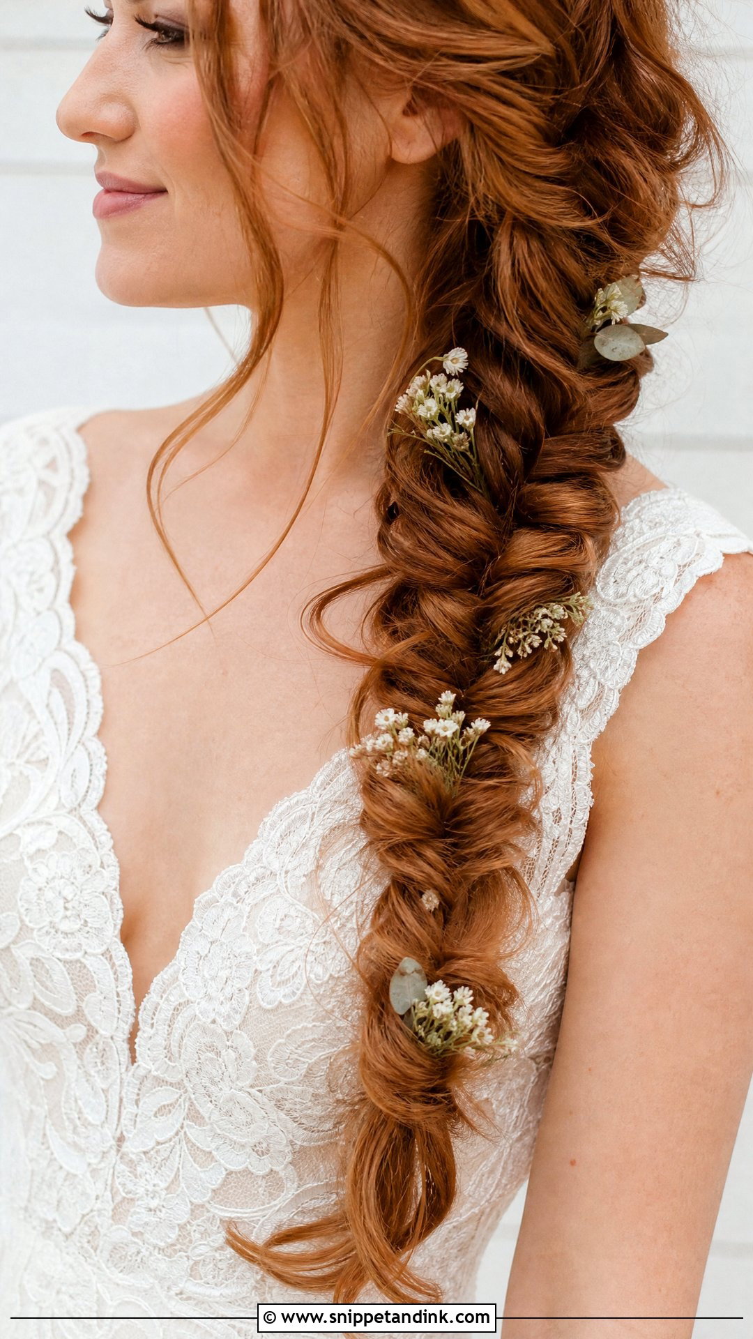 Fishtail Braid Over the Shoulder - Snippet and Ink - 20 Western Wedding Hair Ideas