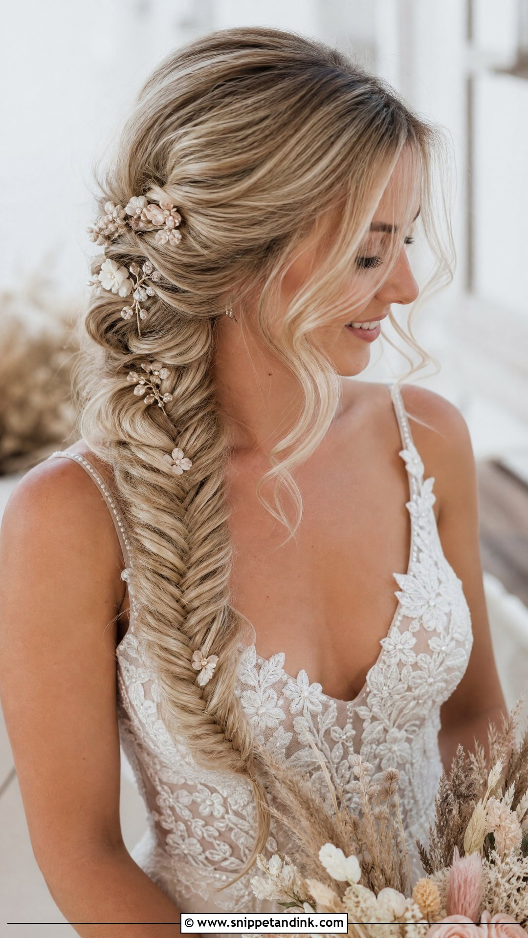 Fishtail Braid Summer Bridal Hair - Snippet and Ink - 20 Summer Bridal Hair Ideas