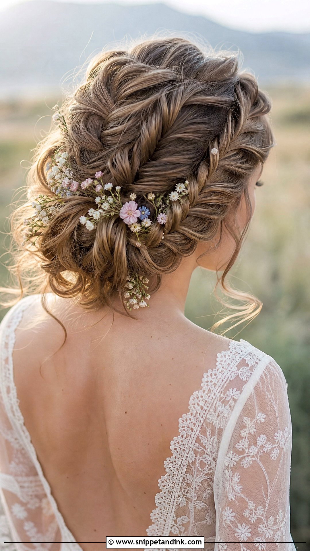 Fishtail Braid Updo - Snippet and Ink - 20 Mid Length Wedding Hair Ideas