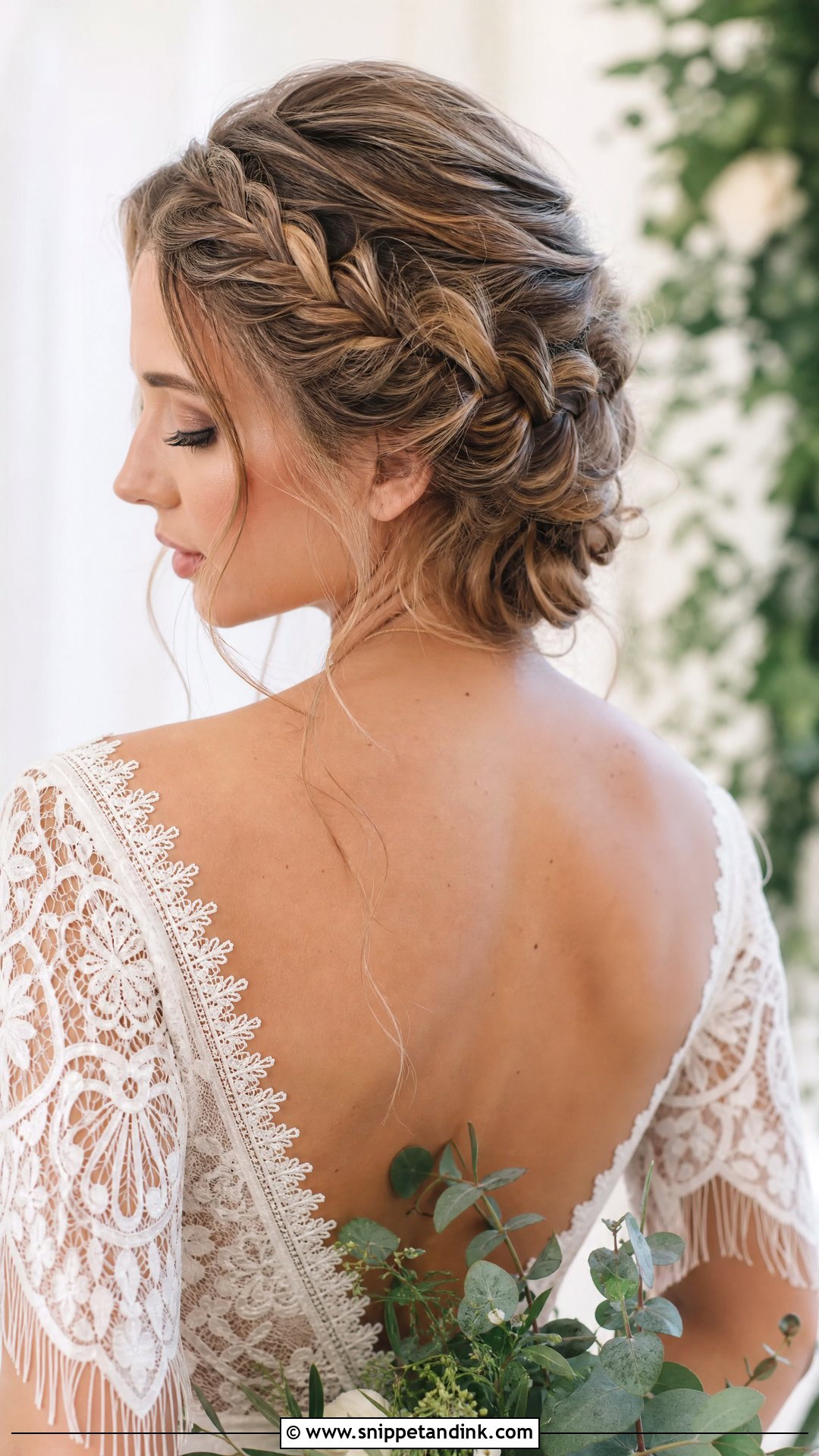 Fishtail Braid Updo for Round Face - Snippet and Ink - 20 Round Face Bride Hairstyle Ideas