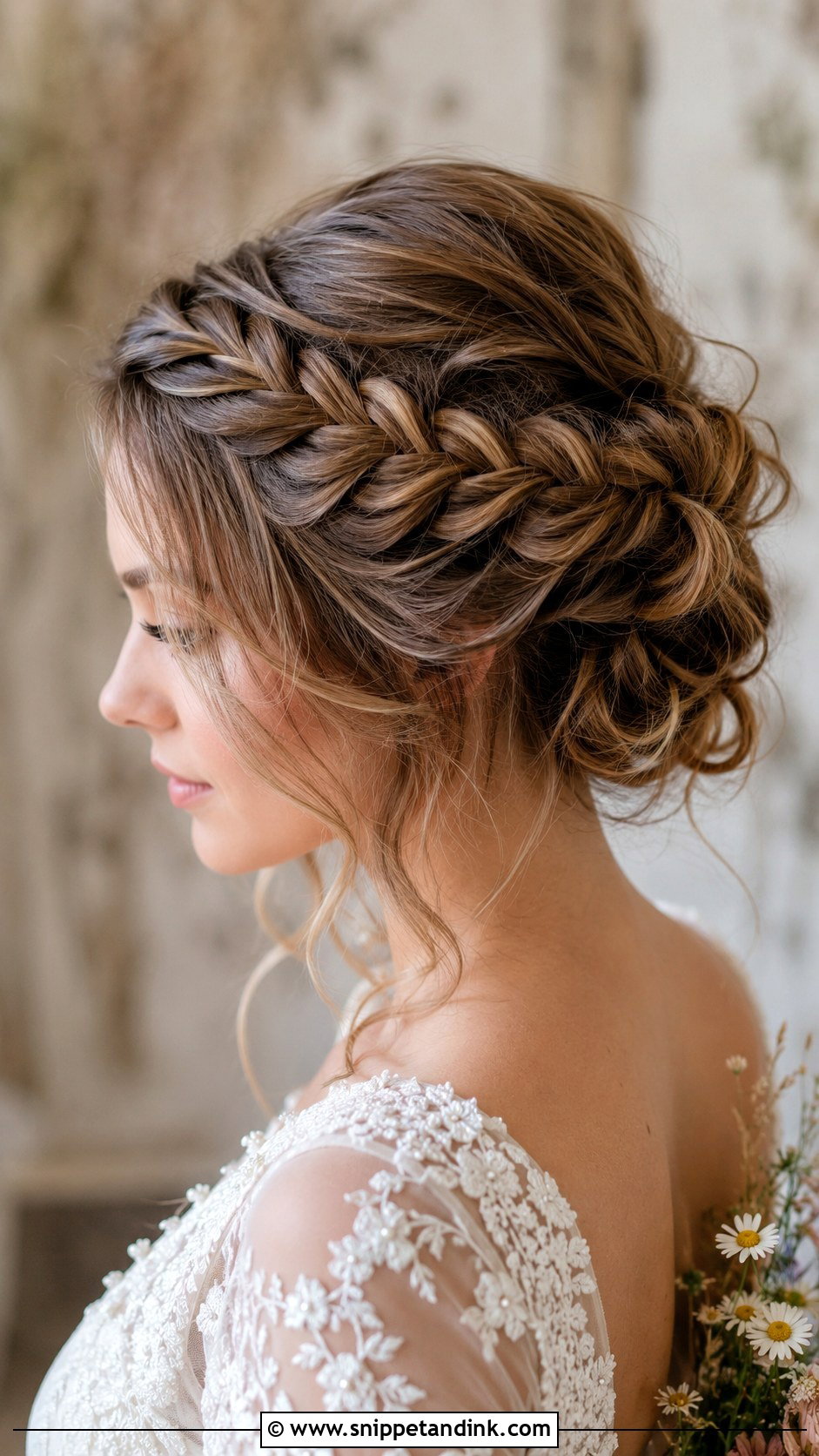 Fishtail Braid Updo for Round Faces - Snippet and Ink - 20 Round Face Wedding Hairstyles
