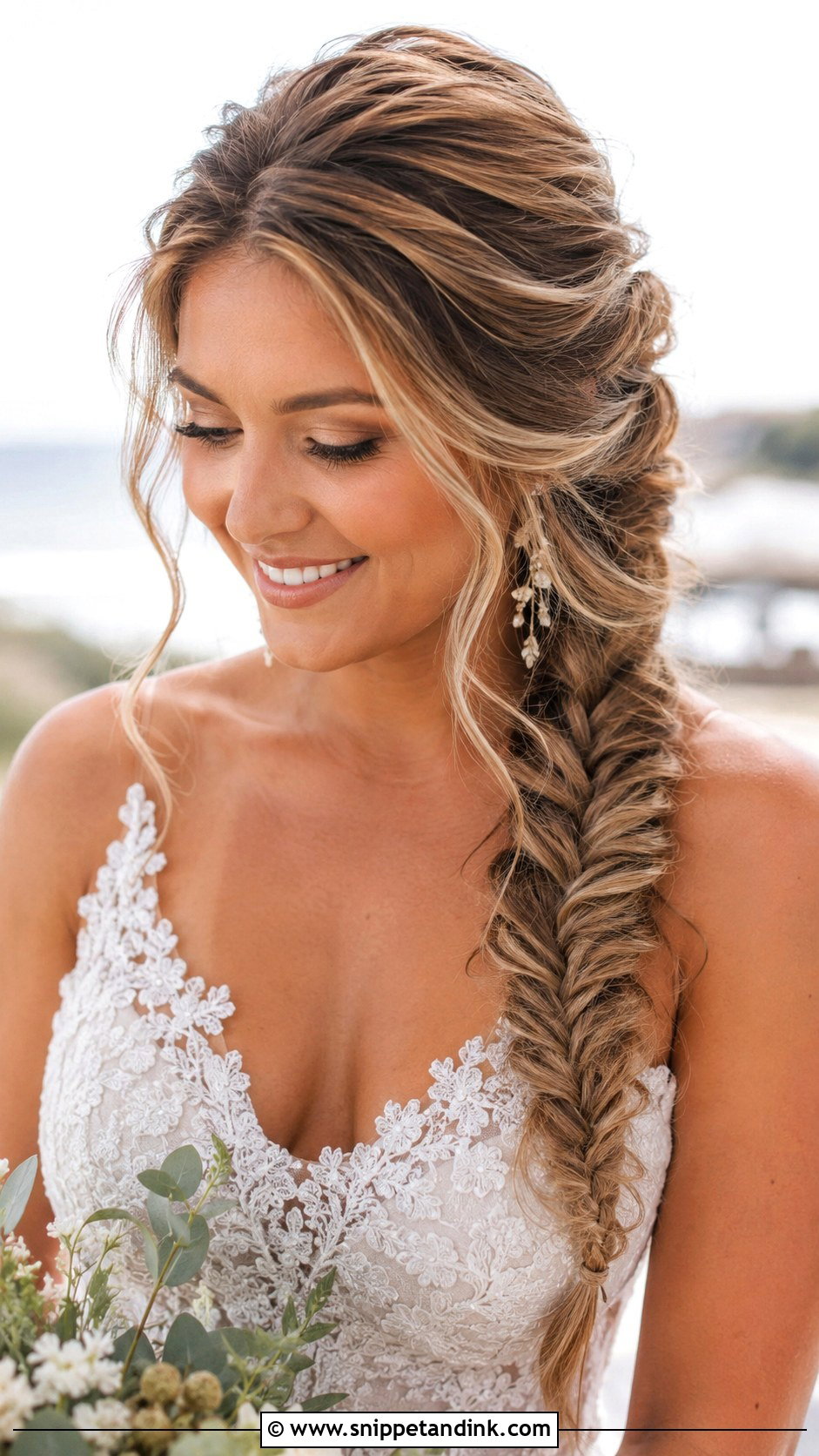 Fishtail Braid Wedding Hair for Round Face - Snippet and Ink - 25 Wedding Hair for Round Face Ideas