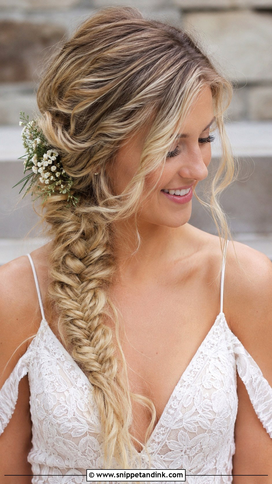 Fishtail Braid Wedding Hairstyle - Snippet and Ink - 20 Medium Hair Wedding Ideas