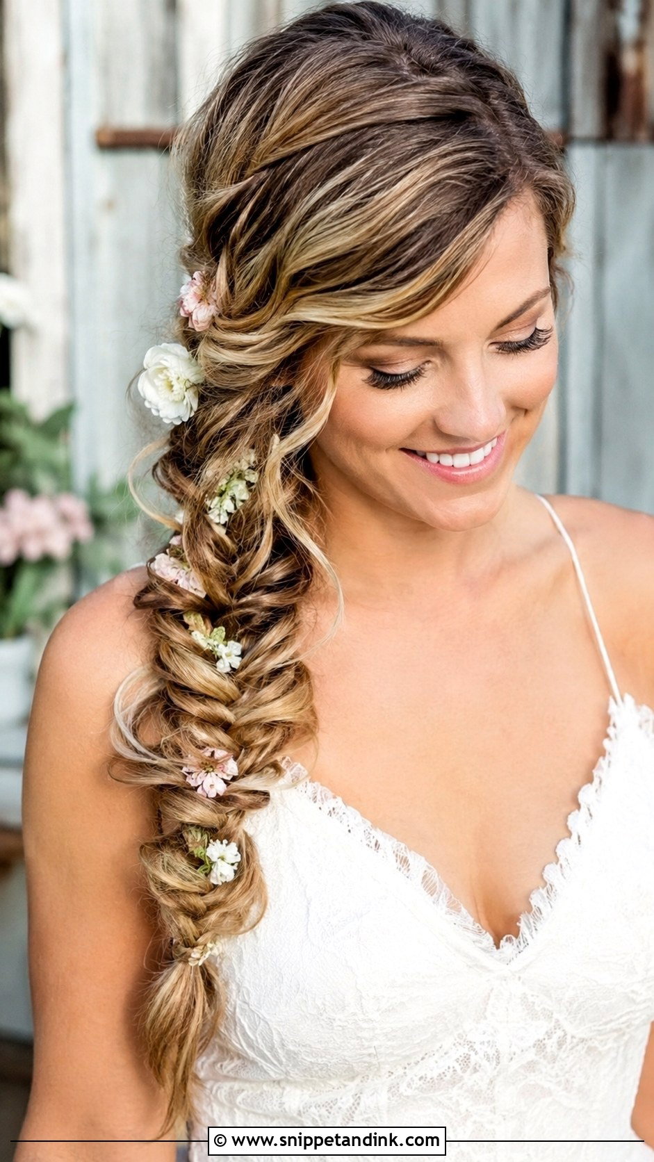 Fishtail Braid Wedding Hairstyle - Snippet and Ink - 20 Wedding Hairstyles Videos