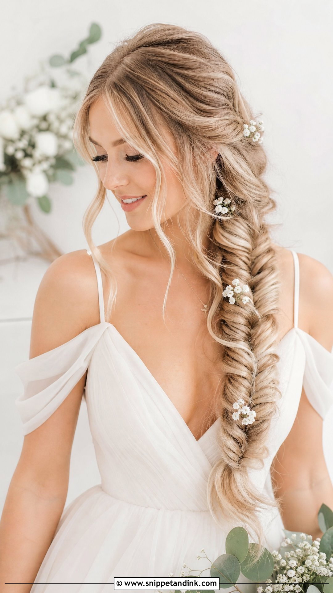 Fishtail Braid Wedding Hairstyle For Long Hair - Snippet and Ink - 15 Easy Do It Yourself Long Hair Wedding Hairstyles