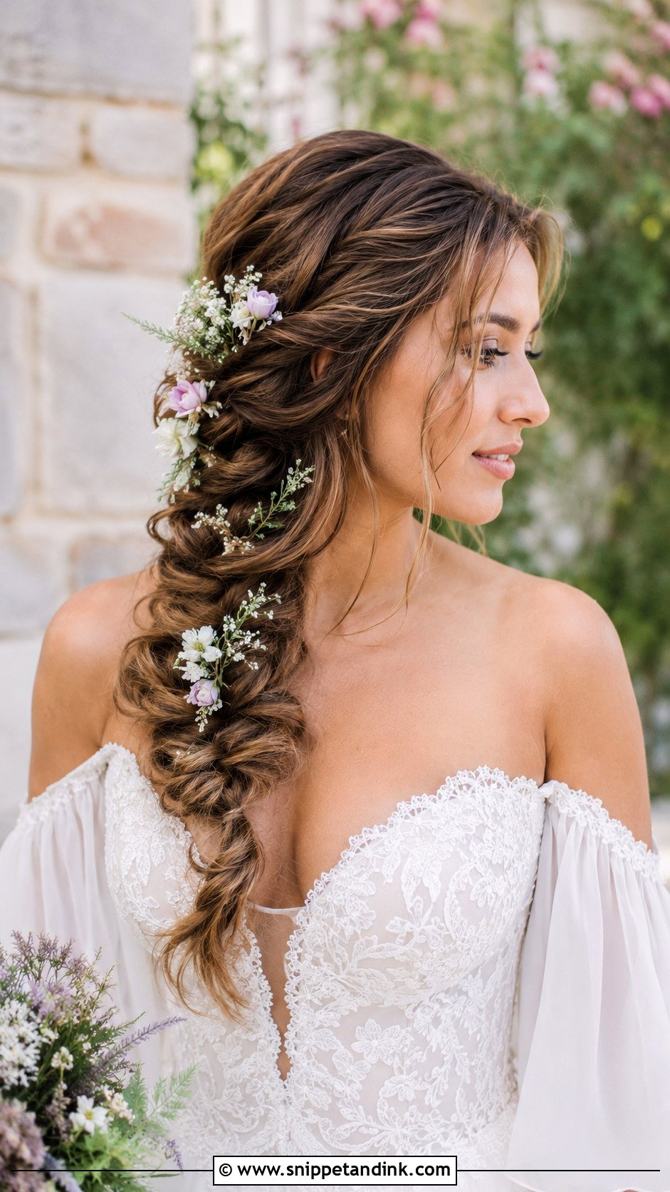 Fishtail Braid Wedding Hairstyle for Shoulder Length Hair - Snippet and Ink - 20 Wedding Hairstyles for Shoulder Length Hair