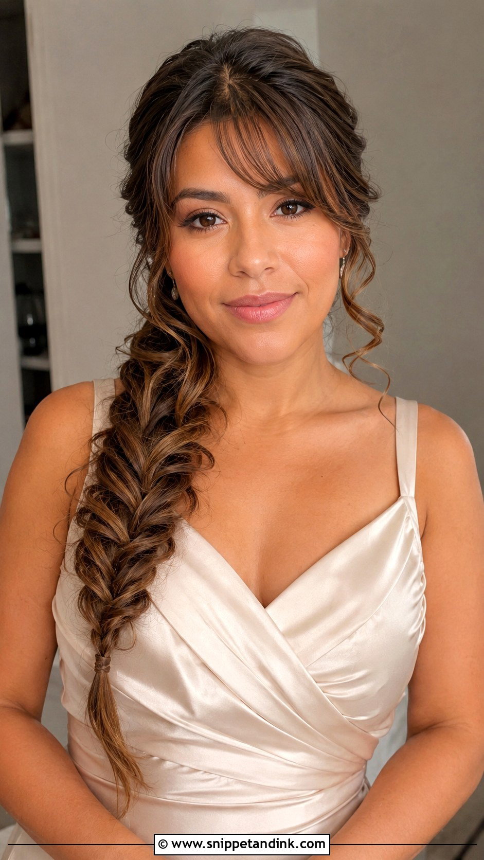 Fishtail Braid With Bangs - Snippet and Ink - 25 Bridesmaid Hairstyles with Bangs