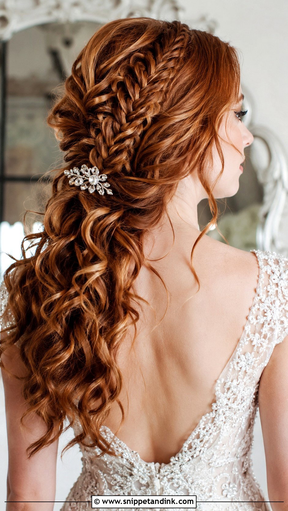 Fishtail Braid With Curls - Snippet and Ink - 20 Fishtail Wedding Hair Ideas