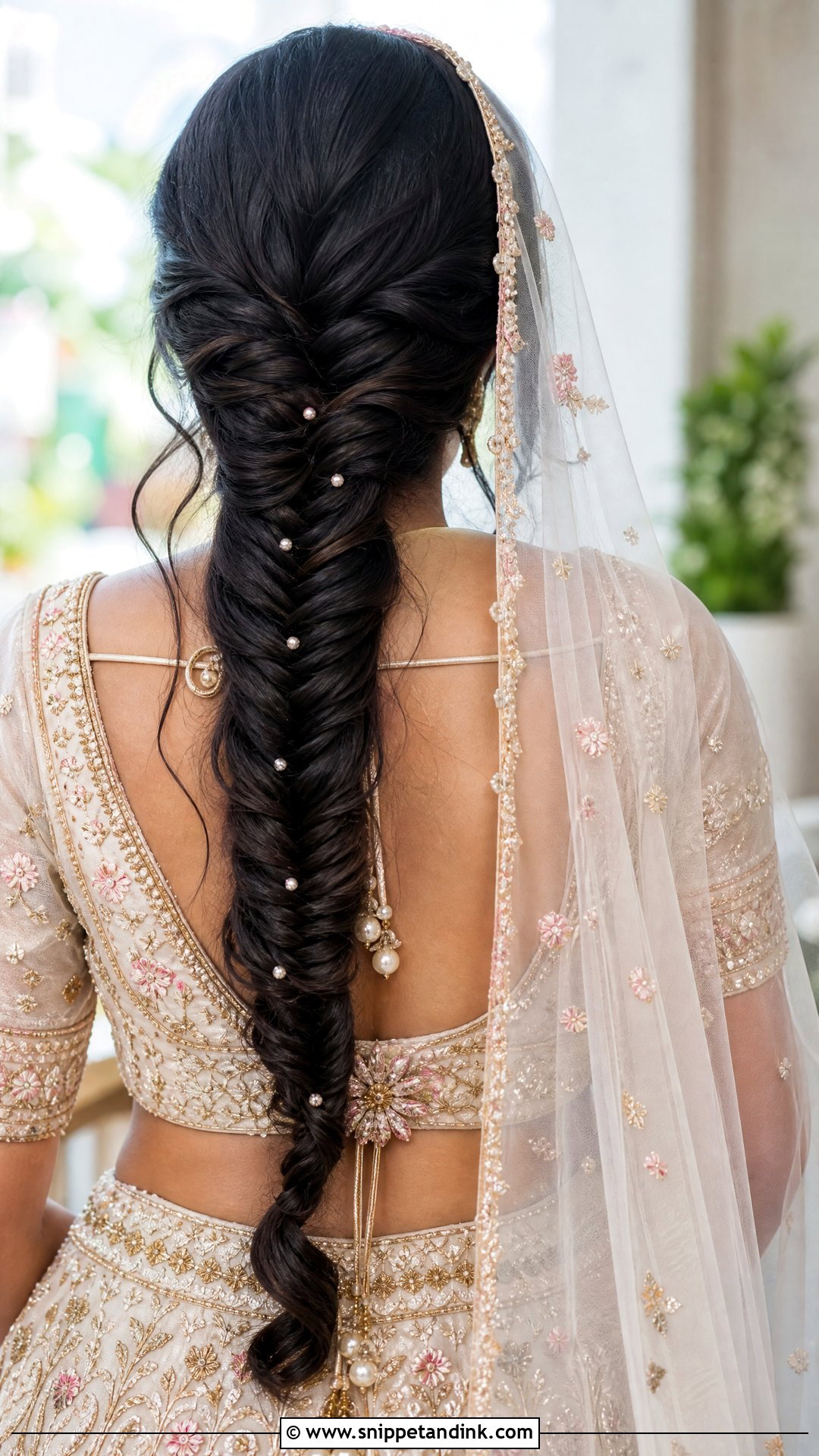 Fishtail Braid With Dupatta - Snippet and Ink - 15 Easy Hairstyles for Indian Wedding