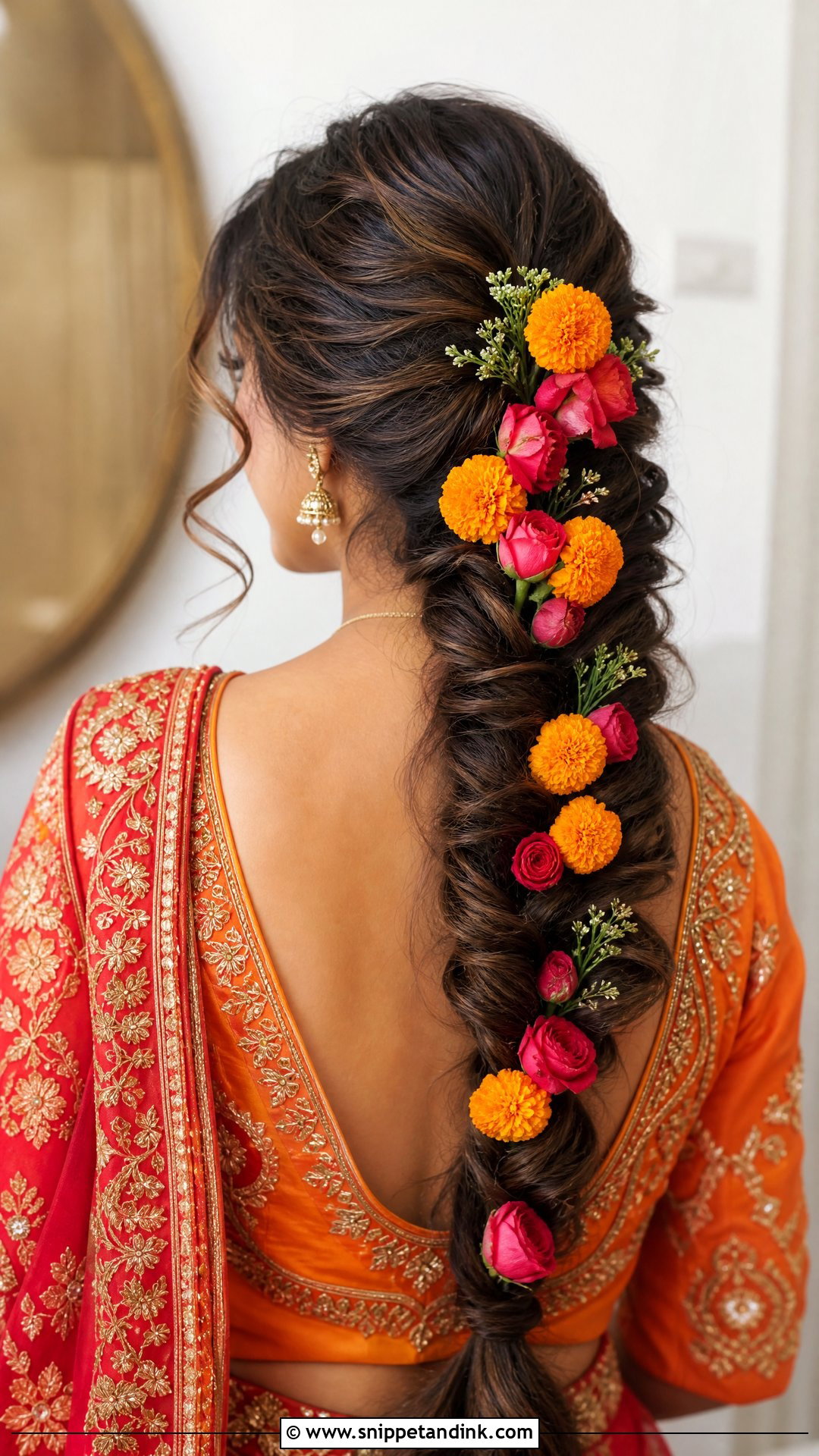 Fishtail Braid With Flowers - Snippet and Ink - 20 Fishtail Braid Hairstyles Indian Wedding