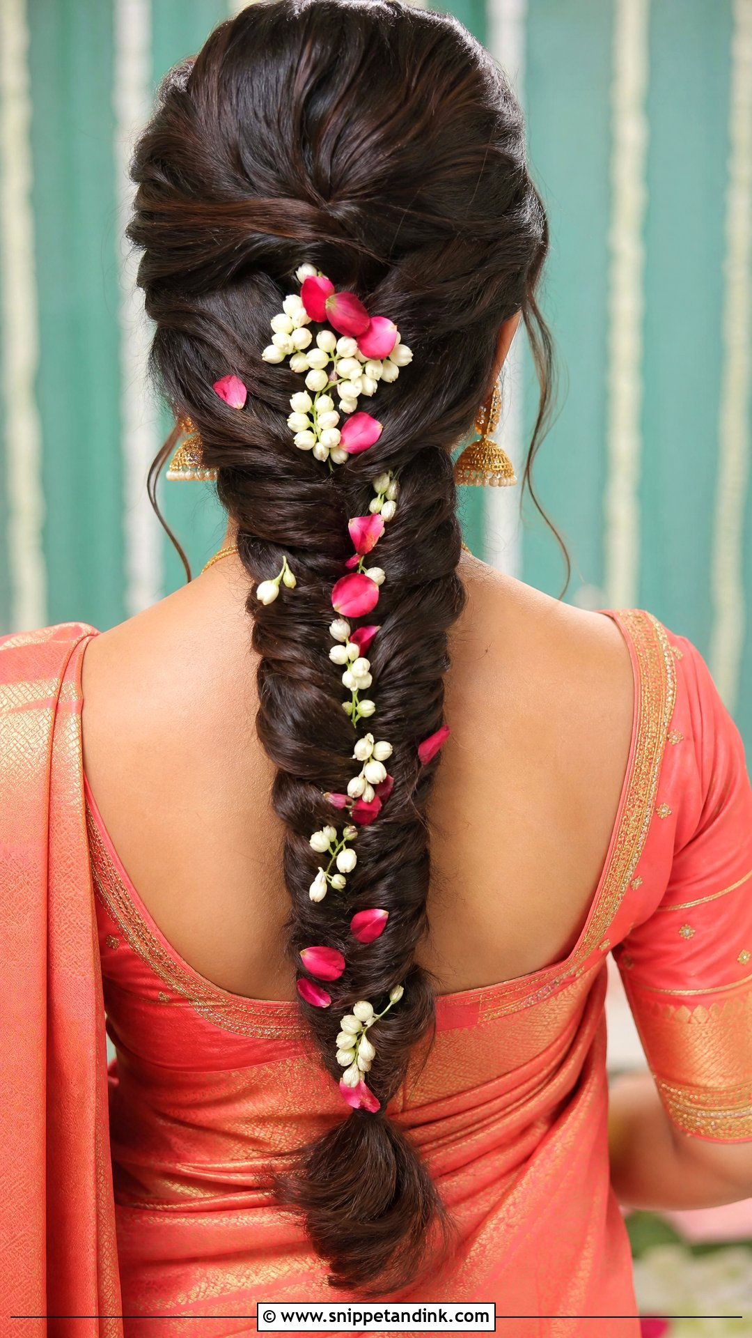Fishtail Braid With Flowers - Snippet and Ink - 20 Tamil Bridal Hairstyles