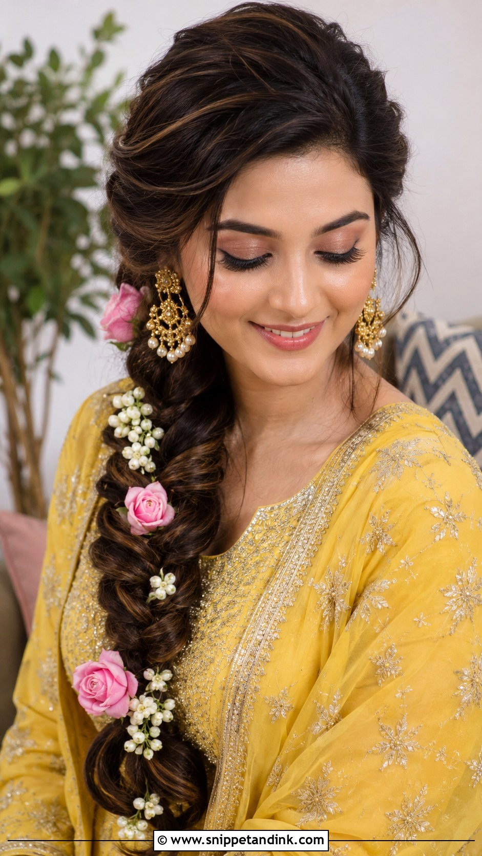 Fishtail Braid With Flowers - Snippet and Ink - 25 Desi Wedding Hairstyles