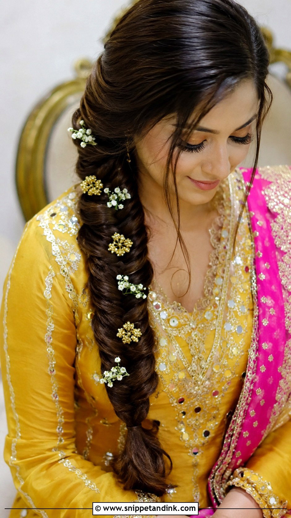 Fishtail Braid With Flowers - Snippet and Ink - 25 Pakistani Wedding Hairstyles
