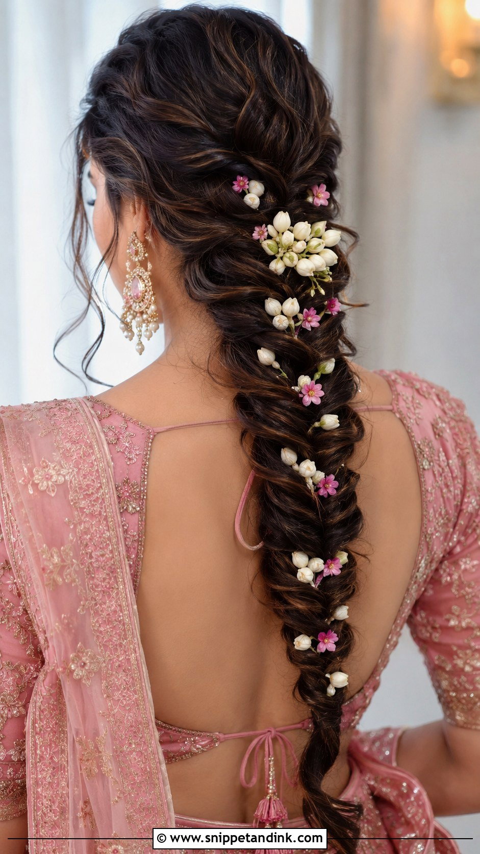 Fishtail Braid With Flowers - Snippet and Ink - 25 Telugu Bride Hairstyles