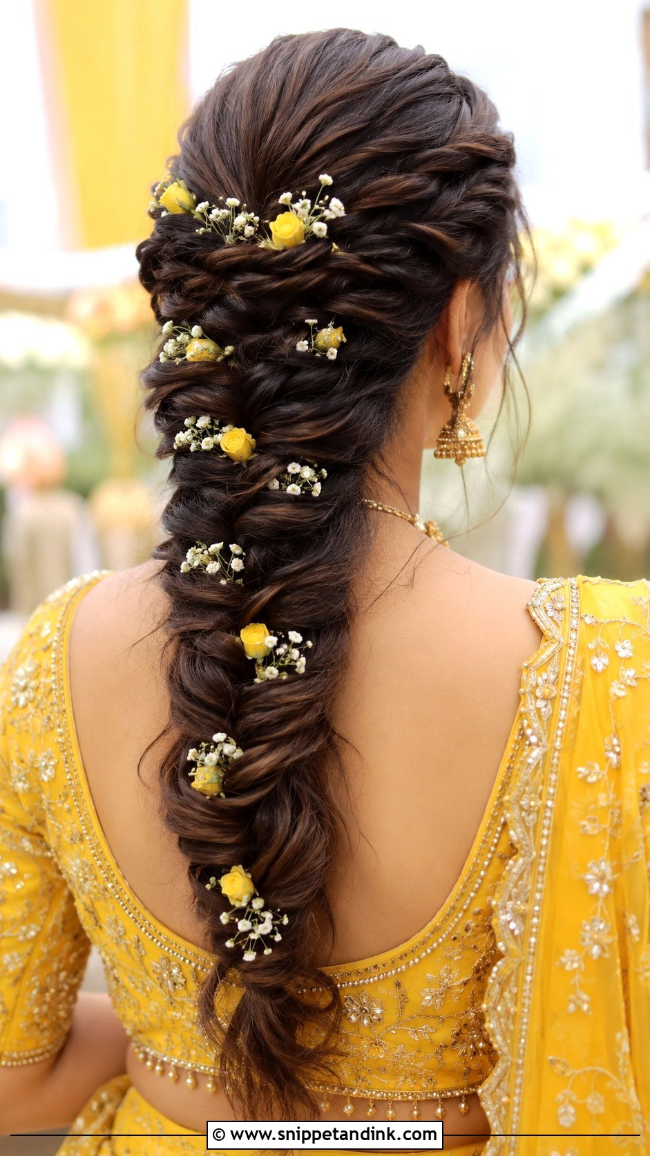 Fishtail Braid With Flowers - Snippet and Ink - 30 Indian Wedding Hairstyles