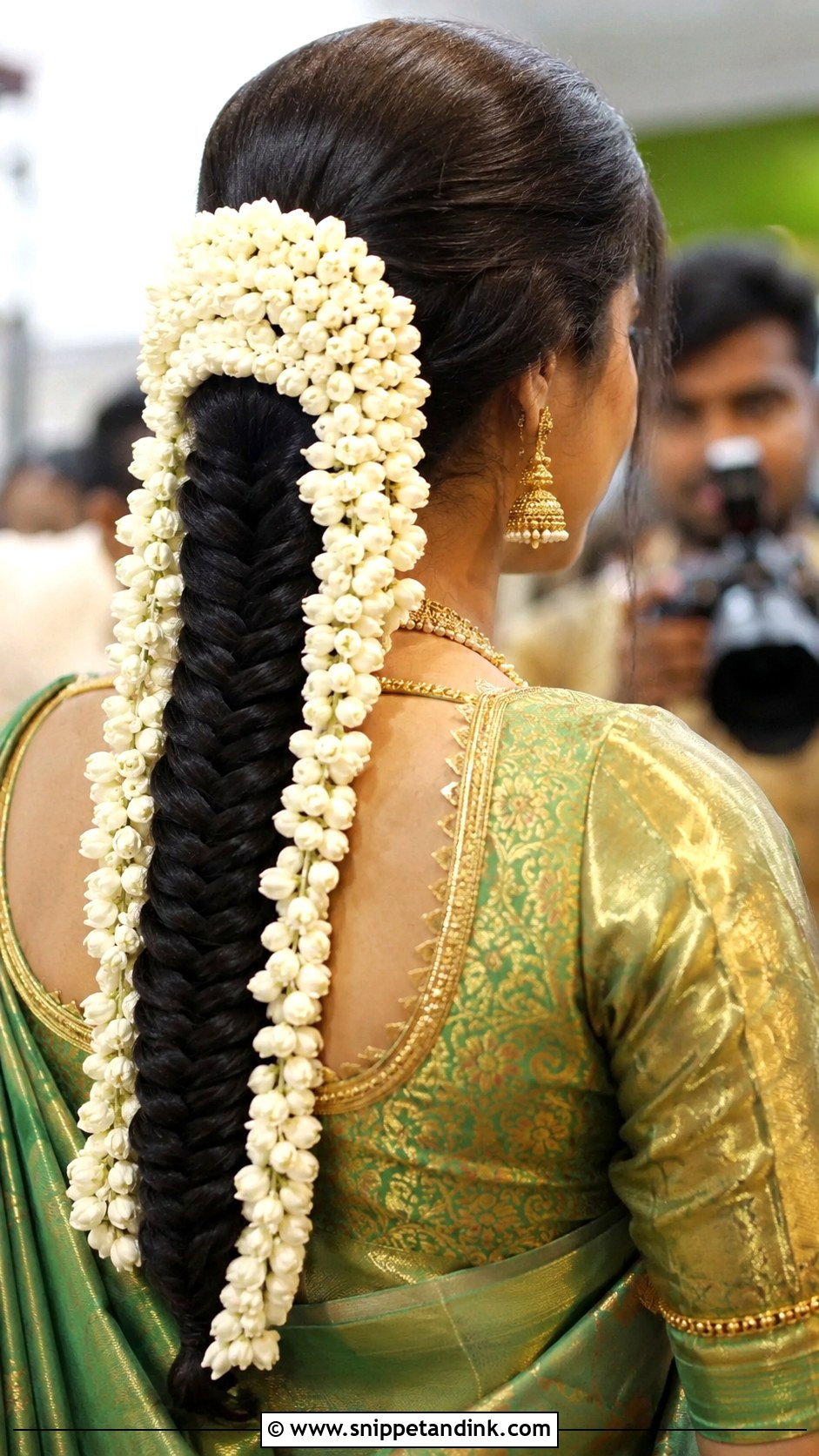Fishtail Braid With Gajra - Snippet and Ink - 20 Front Indian Weddings Bridal Hairstyles