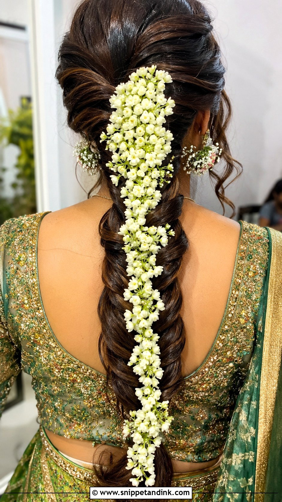 Fishtail Braid With Gajra - Snippet and Ink - 25 Indian Weddings Bridal Hair Styles