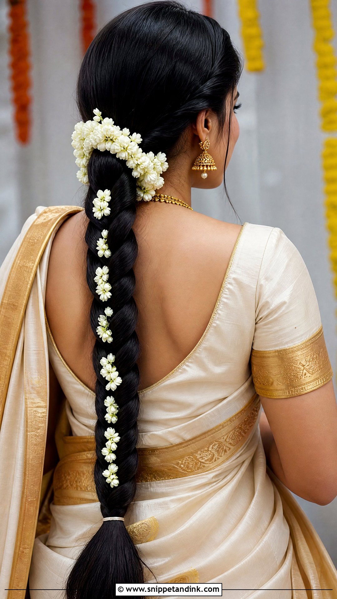 Fishtail Braid With Gajra - Snippet and Ink - 20 Fishtail Braid Hairstyles Indian Wedding
