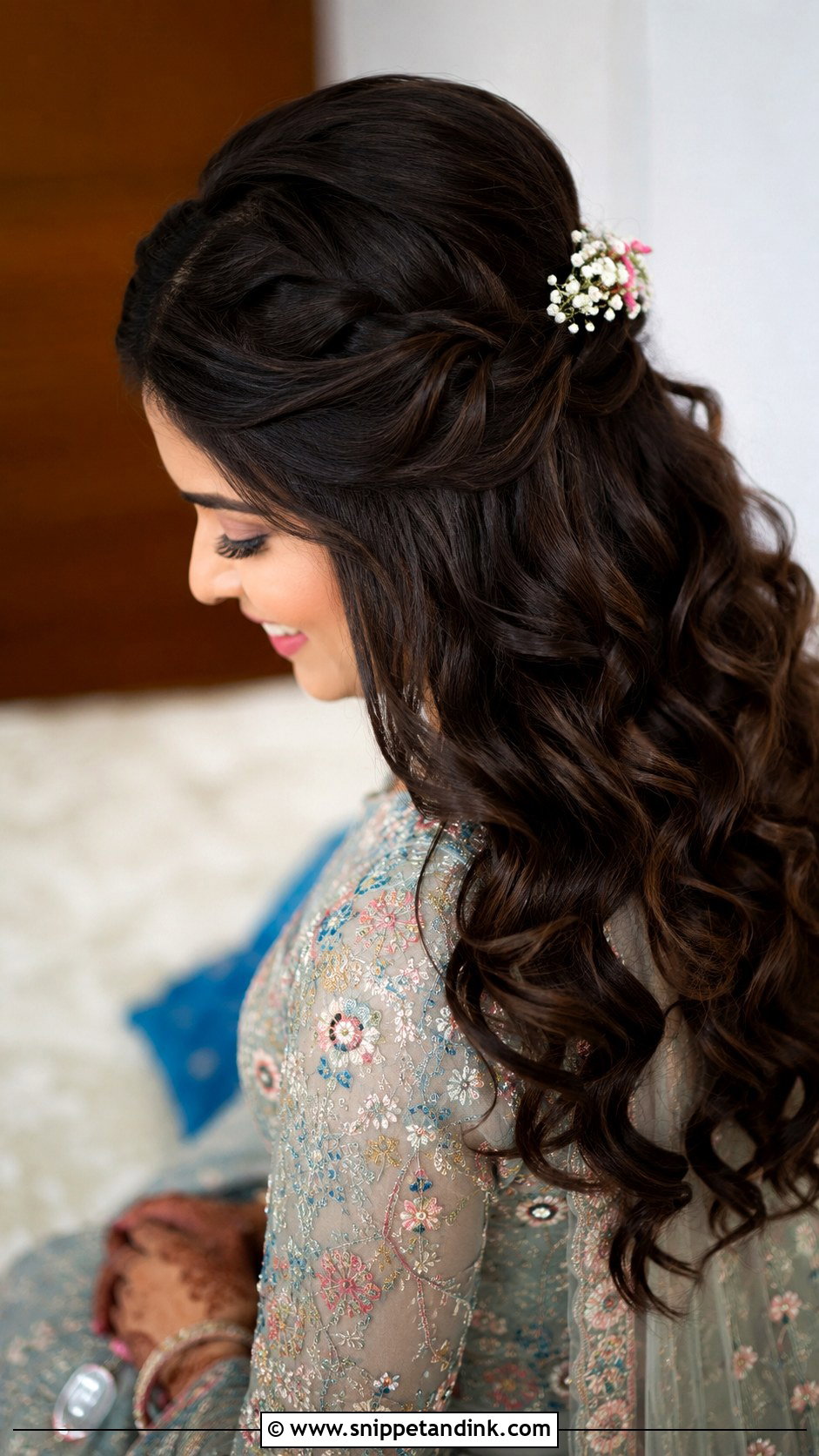 Fishtail Braid With Gota Accents - Snippet and Ink - 20 Mehendi Bride Hairstyle Ideas