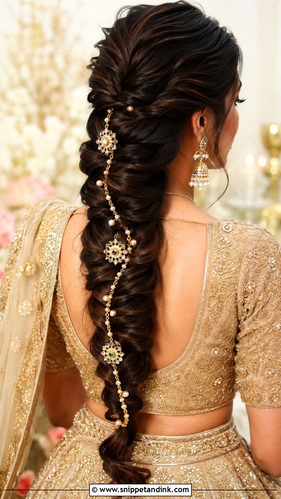 Fishtail Braid With Hair Accessories - Snippet and Ink - 20 Indian Wedding Fish Braid Hairstyles