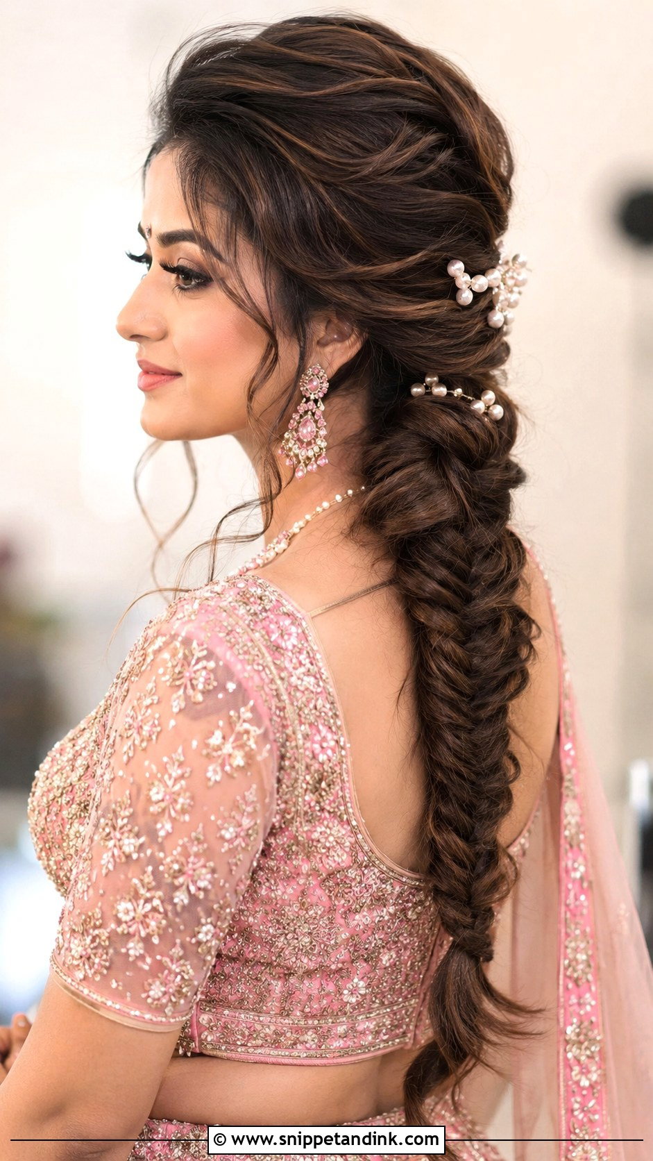 Fishtail Braid With Lehenga - Snippet and Ink - 20 Indian Wedding Fish Braid Hairstyles
