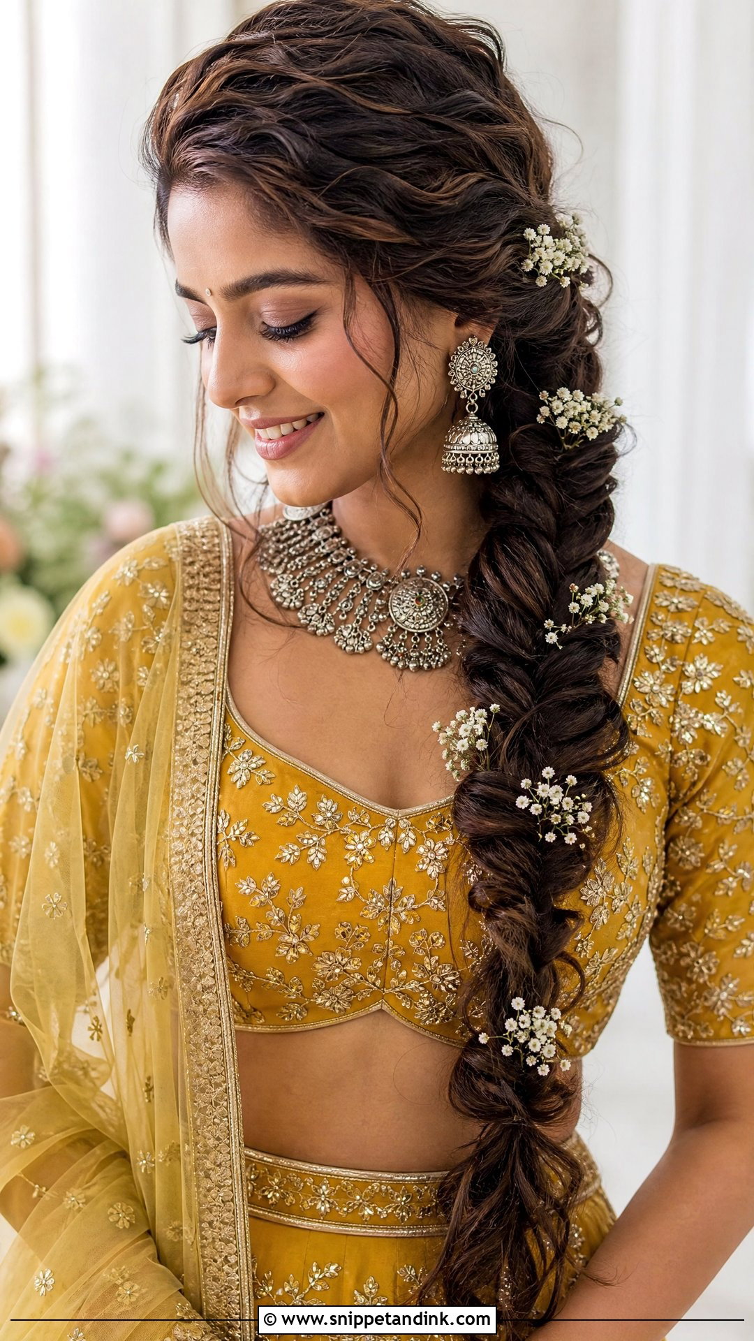 Fishtail Braid With Lehenga - Snippet and Ink - 20 Hairstyle with Lehnga on Wedding Ideas