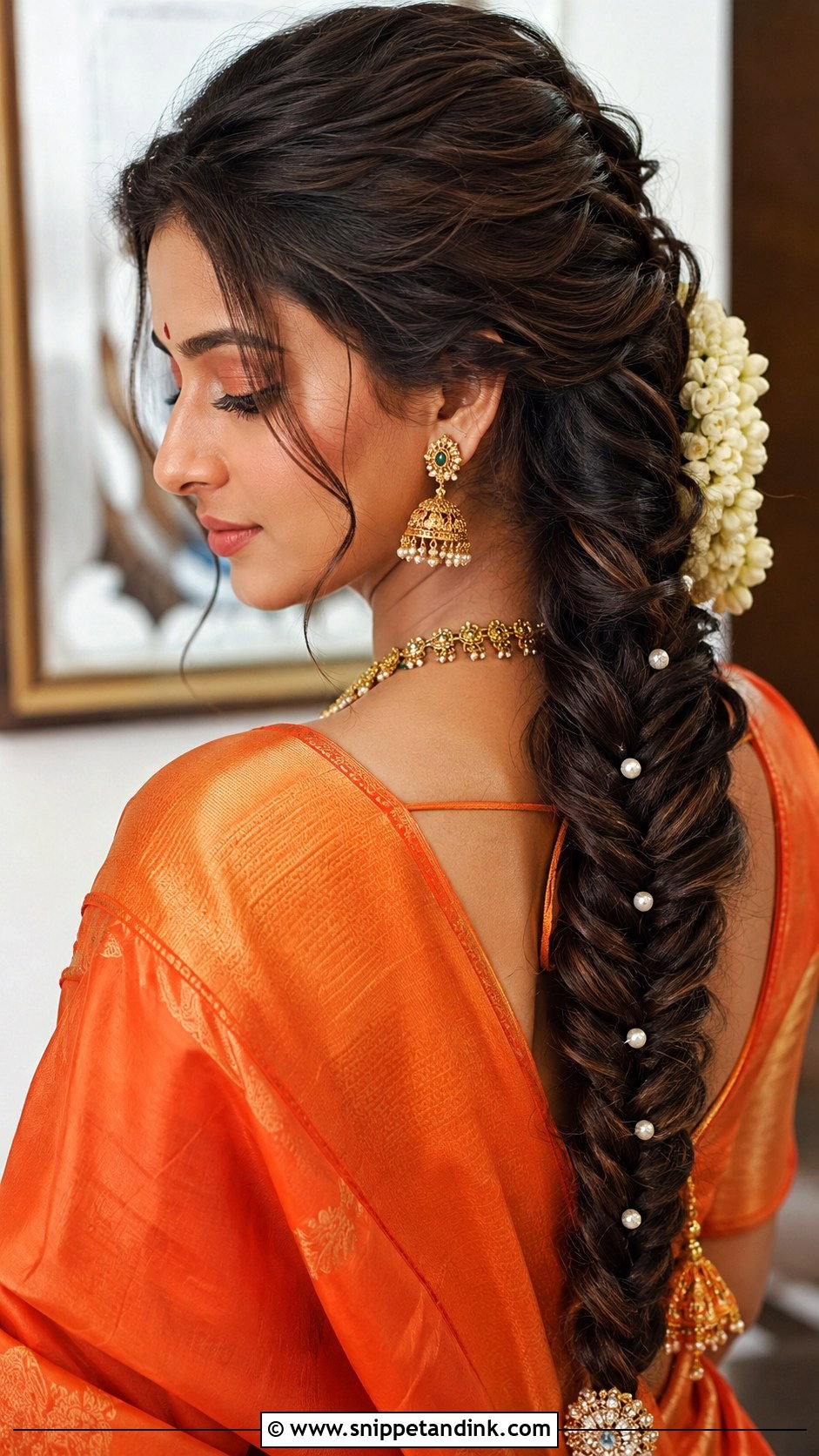 Fishtail Braid With Loose Front Strands - Snippet and Ink - 20 Indian Wedding Hairstyles for Round Face