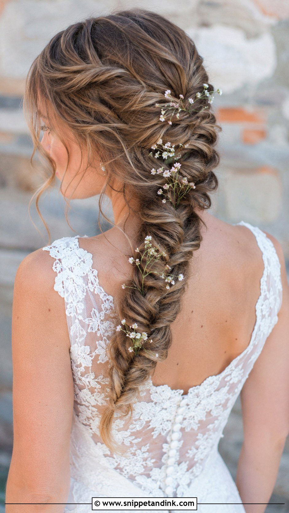 Fishtail Braid With Loose Pieces - Snippet and Ink - 25 Boho Bride Hair Ideas