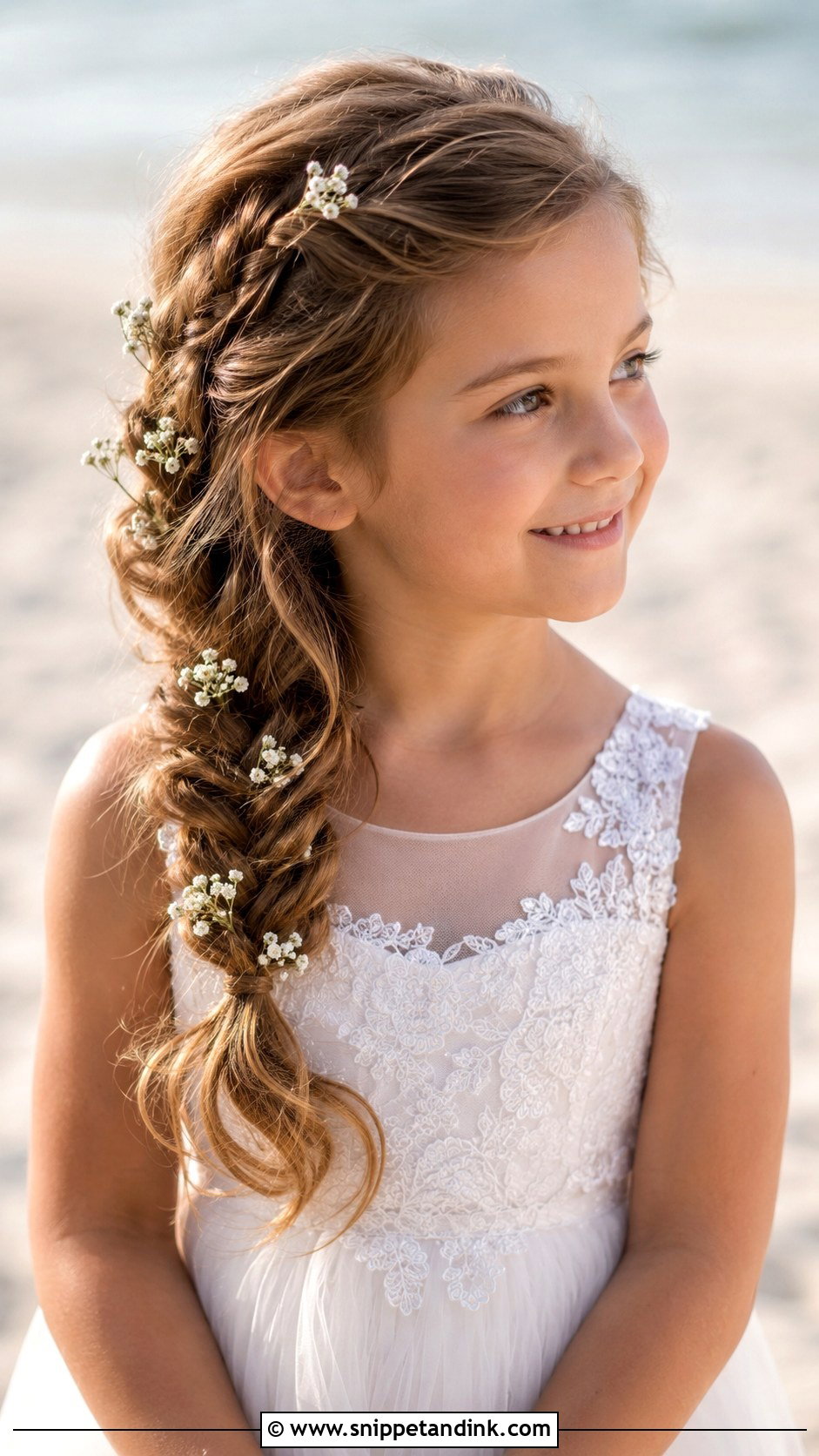 Fishtail Braid With Loose Waves - Snippet and Ink - 30 Kids Hairstyles for Wedding