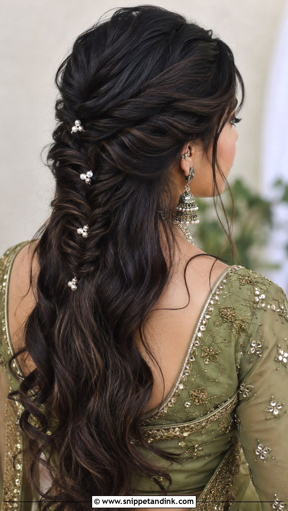 Fishtail Braid With Open Hair - Snippet and Ink - 25 Open Hair Indian Bride Ideas